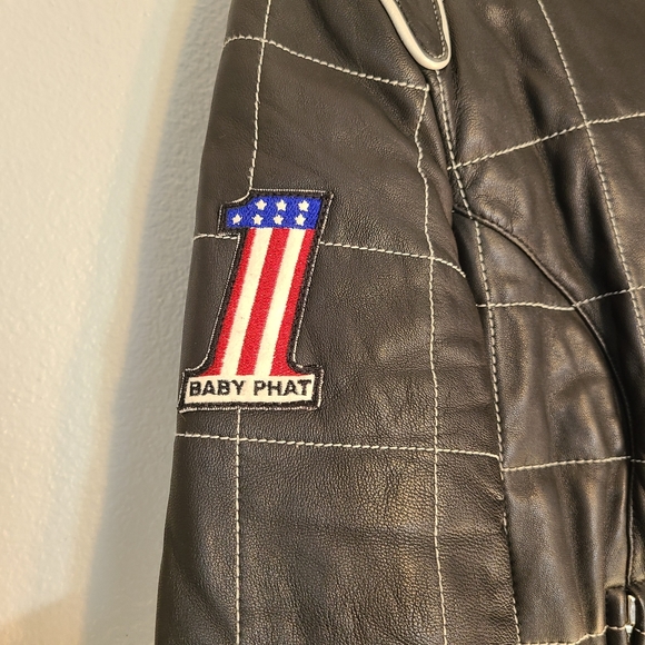 Baby Phat Y2K Leather Racing Bomber Jacket - L - Picture 6 of 16